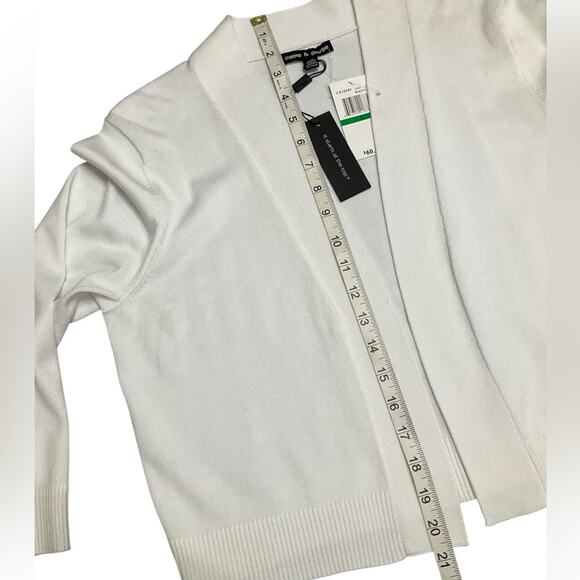 Cable & Gauge Cardigan Sweater Open Front White Size Large NWT - Picture 5 of 10